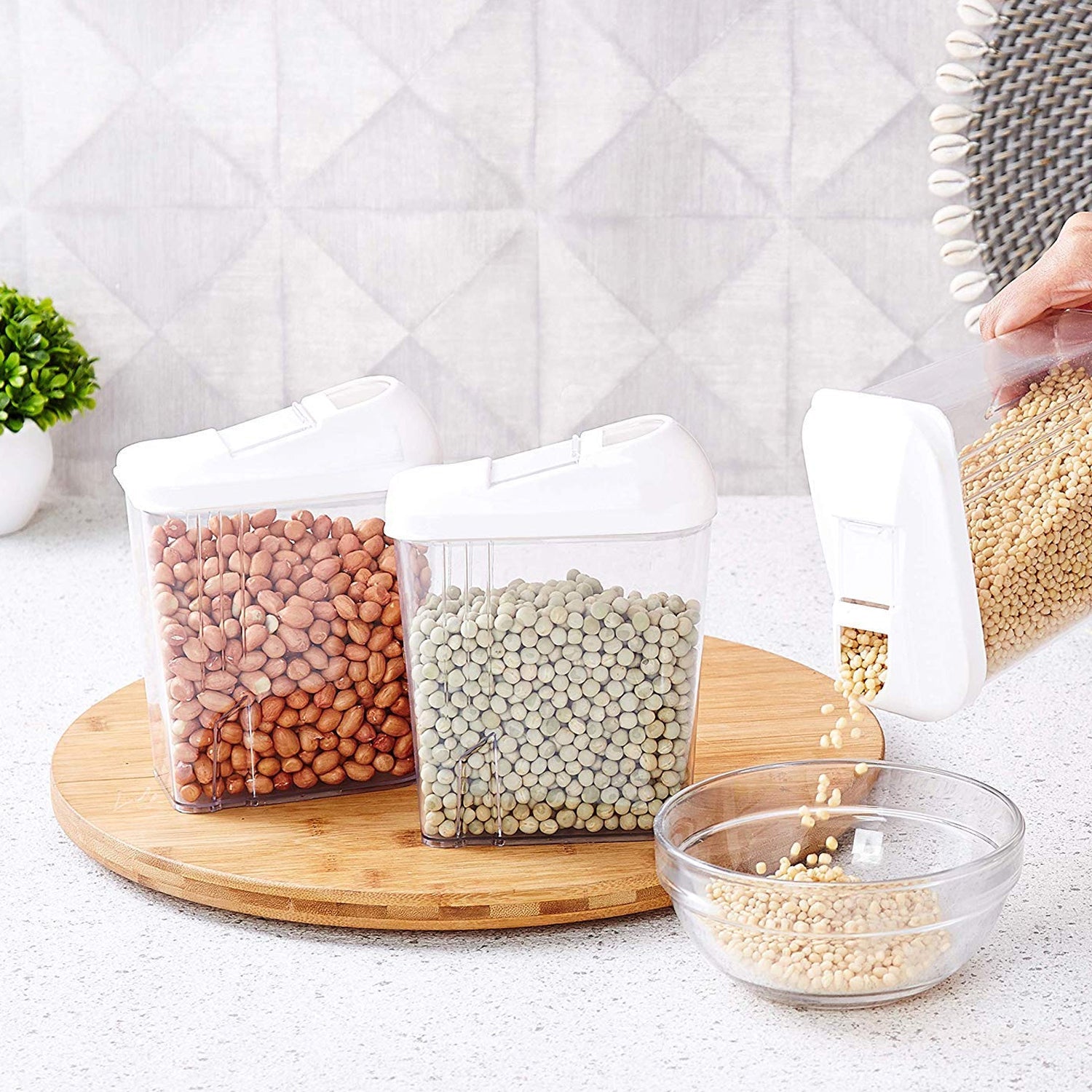 2166 Easy Flow Kitchen Container Jar Cereal Rice Pasta Grains Plastic Dispenser Storage Box DeoDap 2166 Easy Flow Kitchen Container Jar Cereal Rice Pasta Grains Plastic Dispenser Storage Box DeoDap
